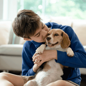 kid with dog in Durham, NC